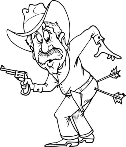 Cowboy With Two Arrows In Butt Coloring Page